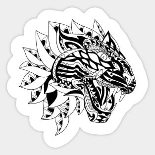 tiger ecopop in mexican totonac wild patterns on flames Sticker